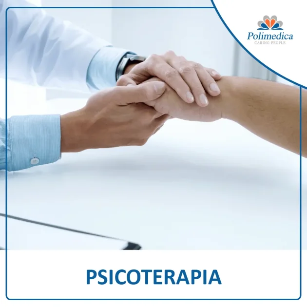 Foto, con logo di Polimedica Melfi, di un medico che stringe la mano ad un paziente. Immagine utilizzata per la pagina Psicoterapia.